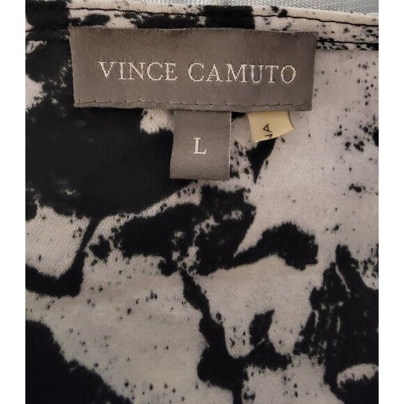 Vince Camuto Black & White Abstract Print Long Sleeve Blouse Size L Flowing - Picture 3 of 4